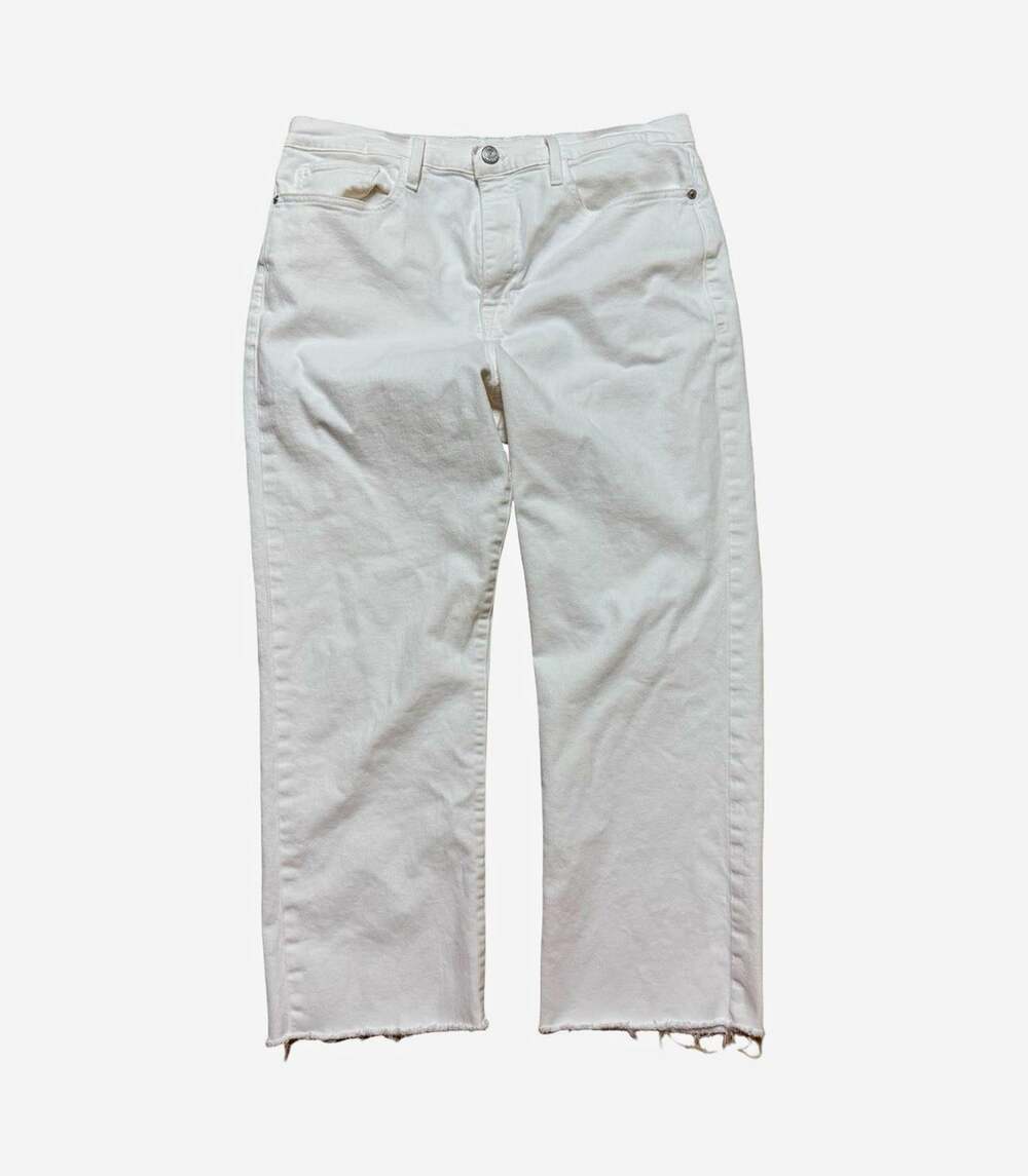 FRAME White Cropped Jeans Womens Size 33 Mid Rise Regular Fit Stretch Denim